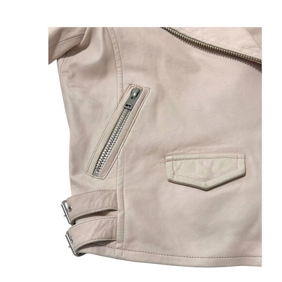IRO Ashville cropped washed-leather biker jacket, Nude - Picture 12 of 16